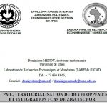 PME, TERRITORIALISATION DU DEVELOPPEMENT ET INTEGRATION CAS DE ZIGUINCHOR